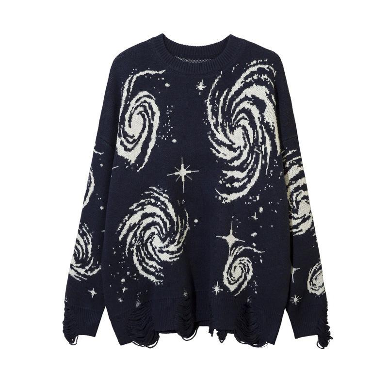 Winter Retro Abstract Loose Knit Pullover Sweater