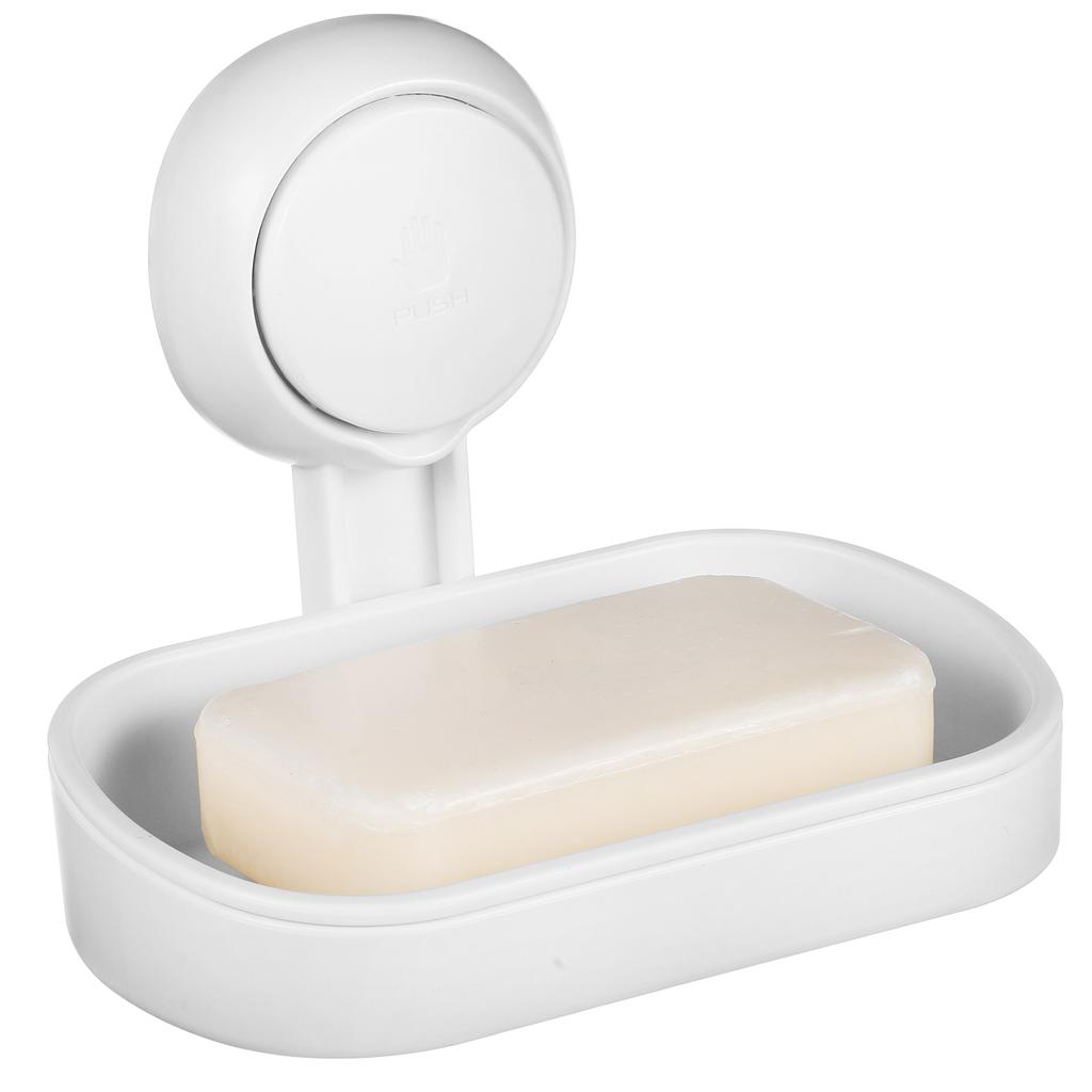 White Suction Cup Soap Dish Holder Draining Tray Wall Mount Storage Box Shower Soap Holder Portable Soap Dishes Household