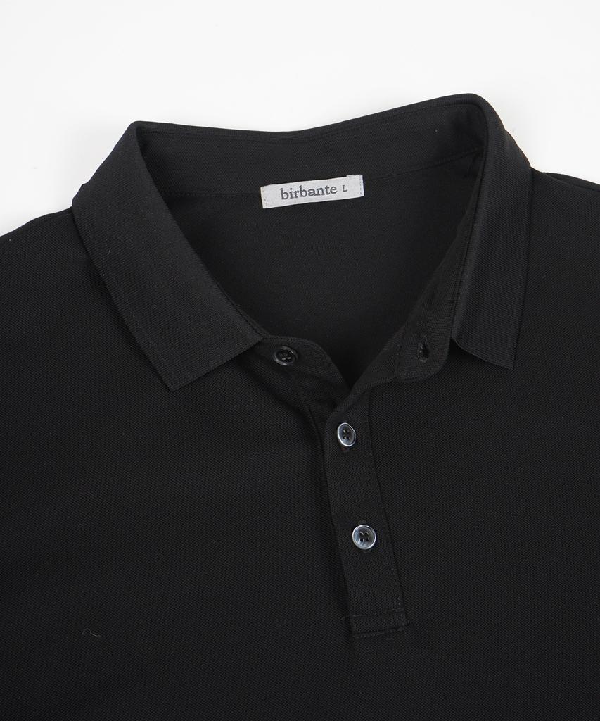 BIRBANTE Gentile Pique Collar T-Shirt - Black