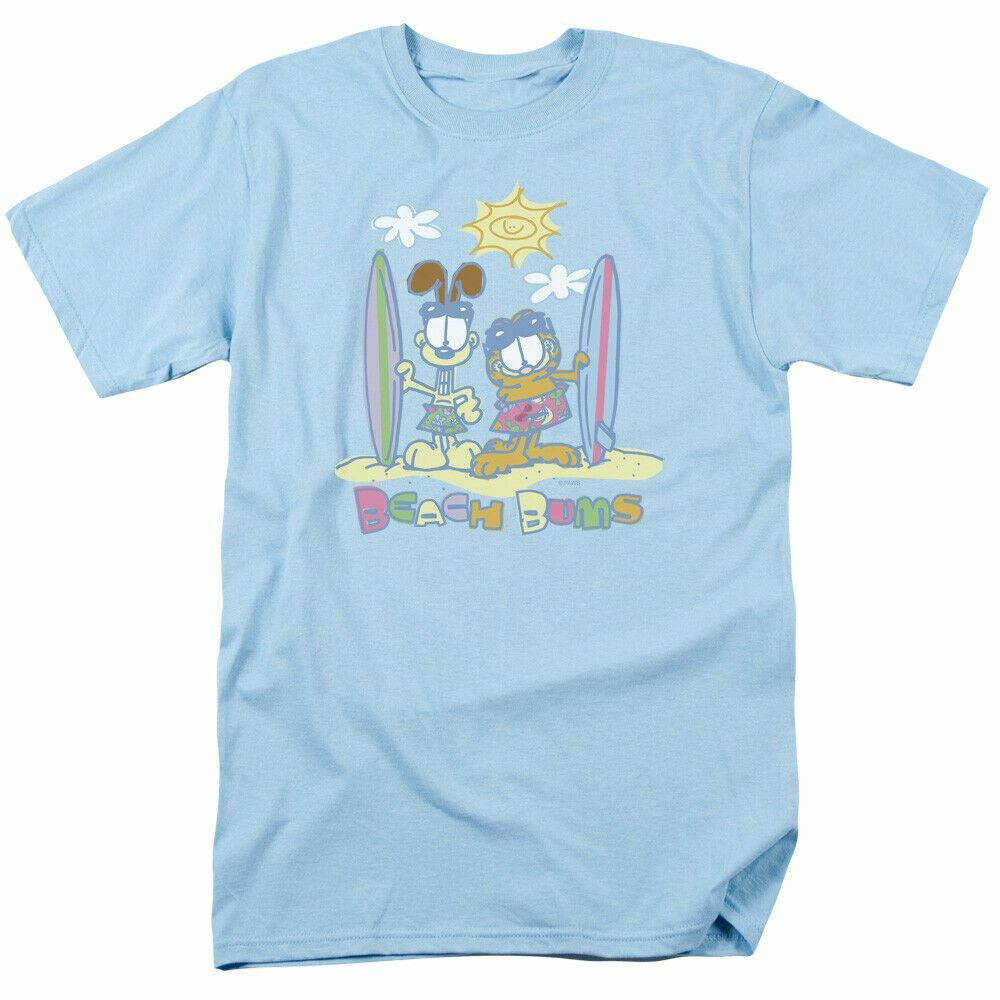 26 Garfield Beach Bums T Shirt Mens Licensed Cat Jim Davis Comic Tee Light Blue Unisex T-Shirt M