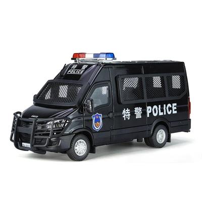 Metallautos, Spielzeug, Maßstab 1/24, IVECO-Polizeiauto, Druckguss-Legierung, Automodell, Geschenk für Jungen, Kinder, Spielzeugfahrzeuge, Ton und Licht