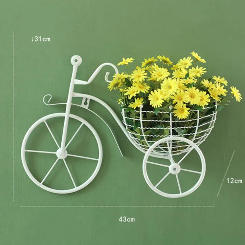 Cesto Portafiori da Bicicletta in Metallo Stile Retrò Arte da Parete Supporto a Parete Fioriera da Appendere Ornamenti Artistici Unici per la Casa Vaso da Fiori