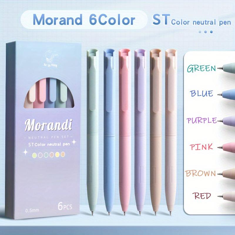 

6pcs Colored Gel Pens for Note Taking, Pastel Gel Pens Colored Ink Quick Dry & No Smear, Retractable Cute Pen Fine Point 0.5mm f 6pcs