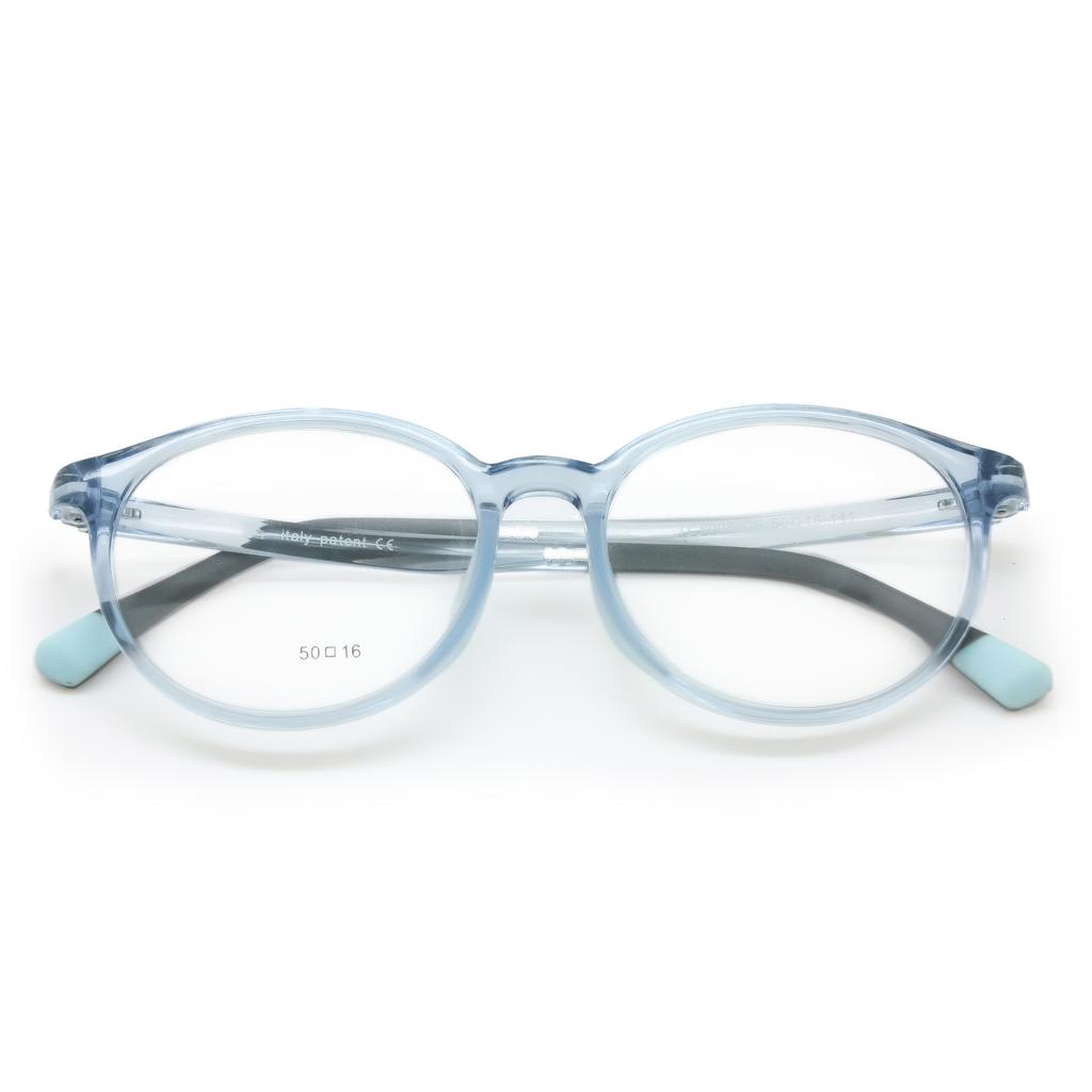 Teens Vision Correction Eyeglasses Plastic Oval Shaped Big Shaped Frame Spring Hinge Size 50 Flexible Bendable Kids 9-15Y