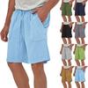 Men's Summer Linen Casual Shorts Loose Fit Breathable Beach Shorts with Elastic Waist and Drawstring for Outdoor Activities