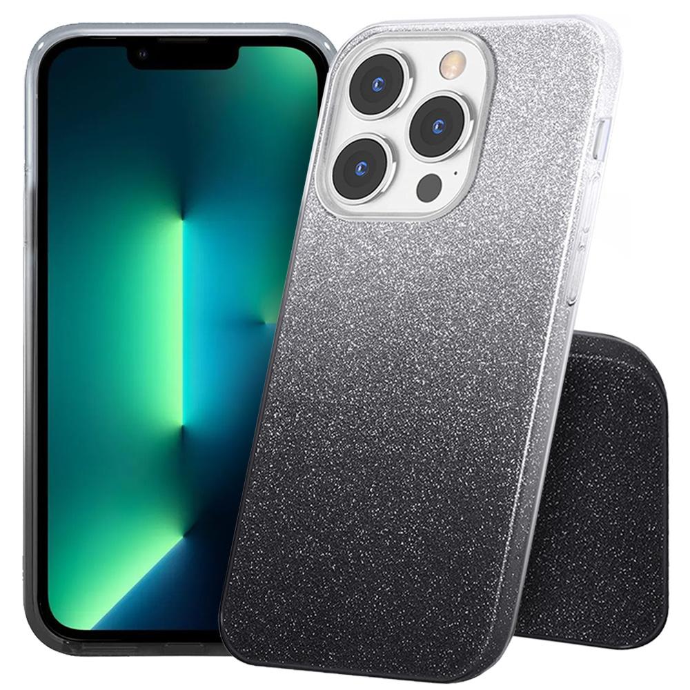 Glitter Case for iPhone 13 Pro, Silver/Black