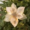 Realistic Glitter Christmas Poinsettia Velvet Christmas Tree Ornaments  Home Decor