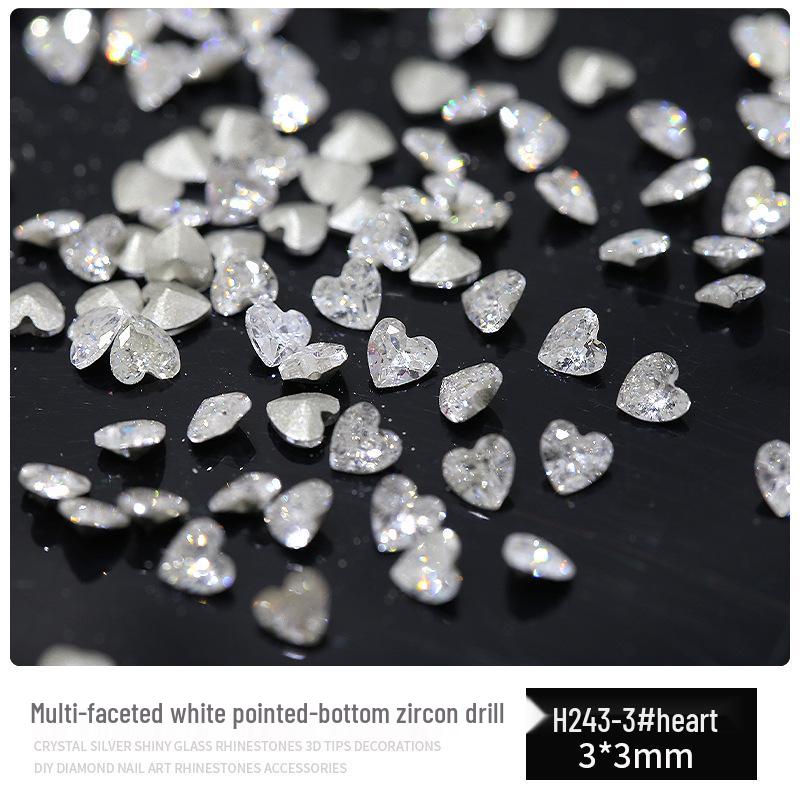 Multifaceted White Zircon Nail Ornaments - Super Shiny Marquise & Square Irregular Decorations