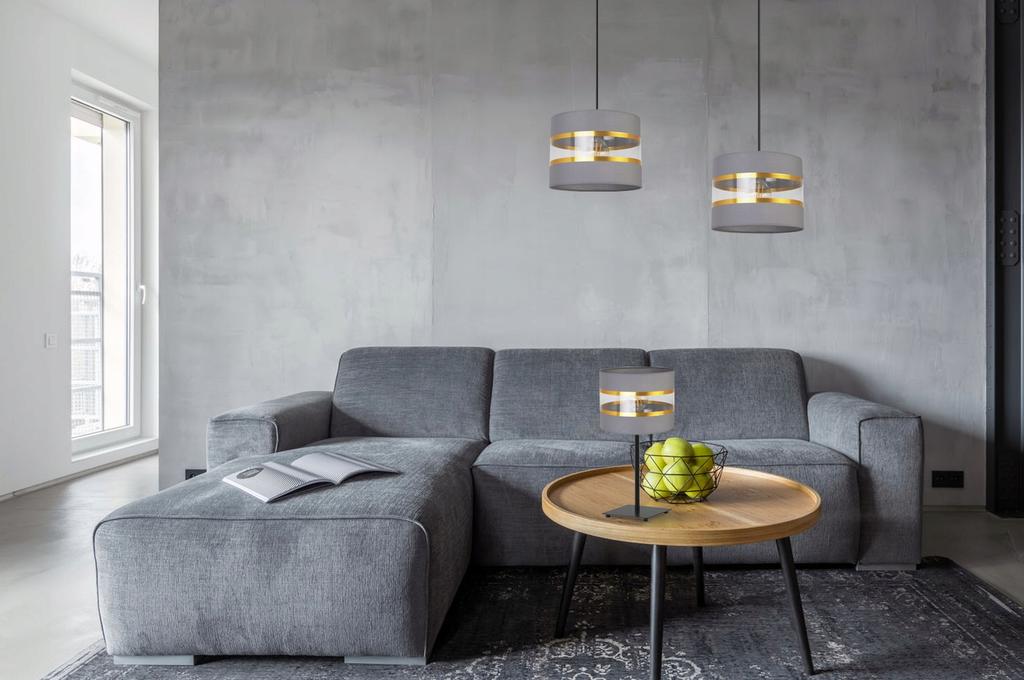 Nachttischlampe, eleganter goldener Lampenschirm, 20 cm