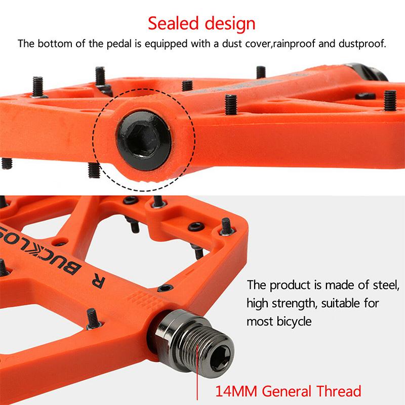 BUCKLOS Pedale DU-Lager Fahrradpedal Plattform Ultraleicht Nylon Rennrad Mountainbike Pedal Rutschfest MTB Flachpedale Fahrradteil