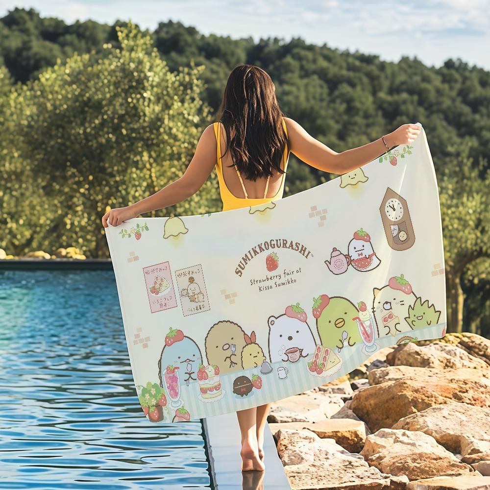 

Cartoon S-Sumikko G-Gurashi Towel Quick Drying Beach Towels Are Suitable For Swimming Pools Camping Yoga And The Gym W40*H60(CM)