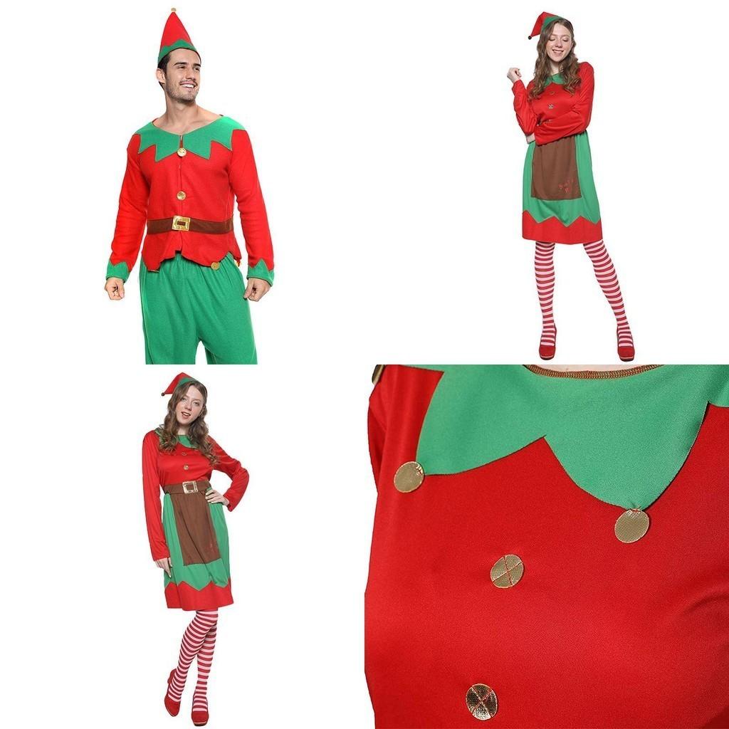 Christmas Elf Cosplay Costume Couple Outfits High Quality Polyester S/m/l