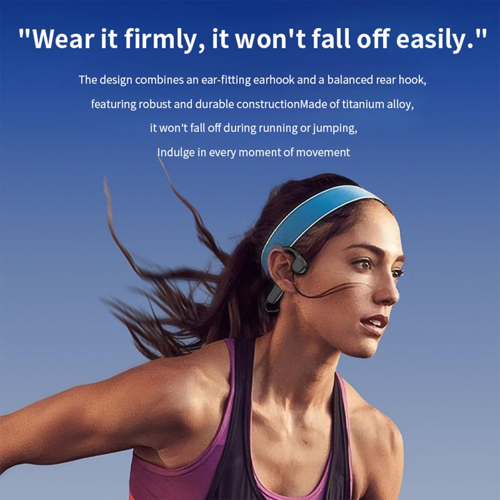 Open Ear Wireless Headphones 8H Long Playtimes Sound IPX5 Splashproof Ergonomic Design for Active life
