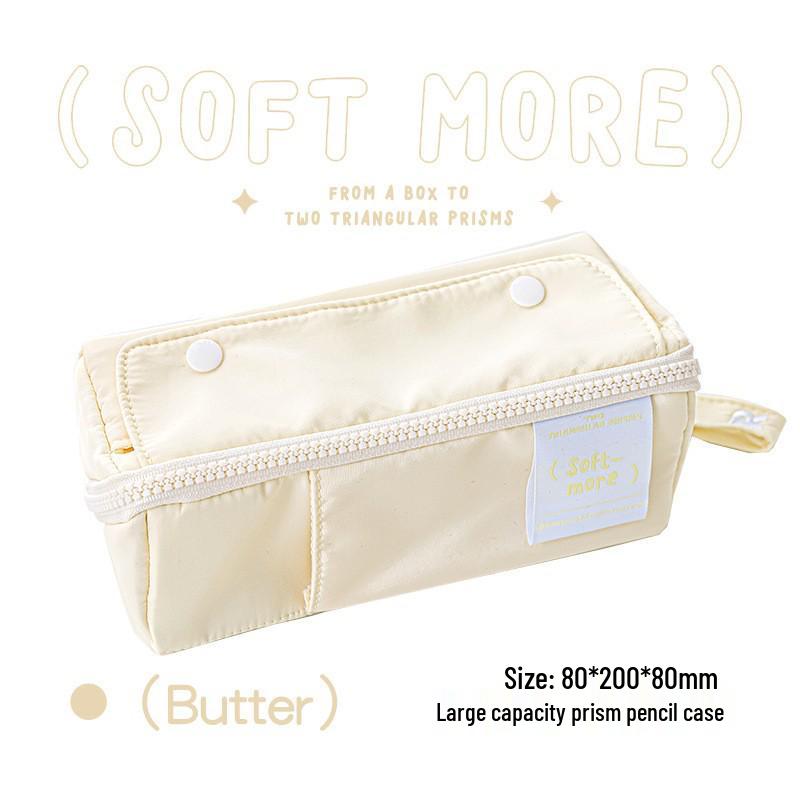 RosyPosy Korean Prism Pencil Case: Large Capacity, Transparent, Stylish, Student-Friendly Stationery Organizer.