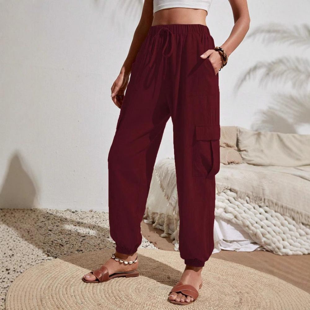 Women Solid Color Women Pants Pocket Women's Pants Spring Summer Collection Pocket Workwear Womens Pants