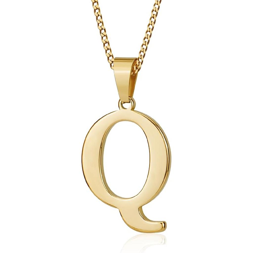 Suweibuke Initial Necklace for Men Women Boys Girls, 18K Gold Plated 26 Letters Pendant Necklace, Personalized Jewelry Gifts