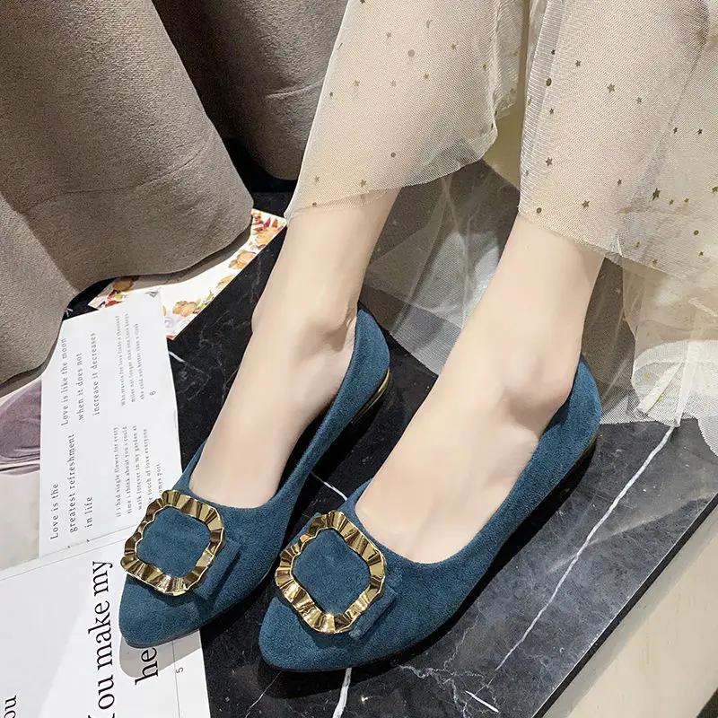 Fashion Woman Flats Low Heel Elegant Slip-on Shoes for Women Black Stylish High Quality Fashion Social Luxury Brand Young Non Vacation