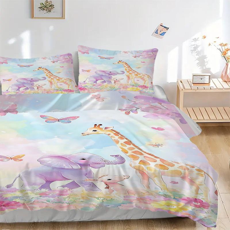 Safari Dreams Pastels Print 3Pcs Bedding Setduvet Cover With 2 Bedropillowcase Home Birthday Gift