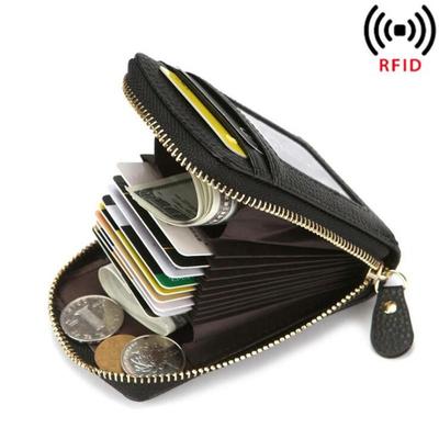 Men's Wallet Leather Credit Card Holder RFID Blocking Zipper Pocket Men Bag Card Protect Case Pocket Purse