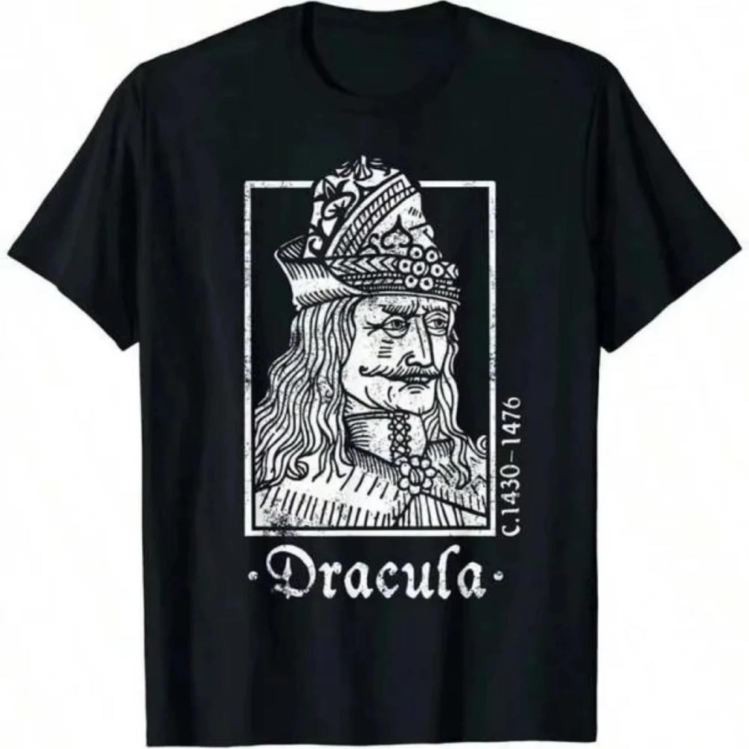 

Vlad The Impaler Dracula T-Shirt Made of 100%, Featuring A Round Neck, Short Sleeves, Perfect for Summer S чёрный