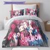 Demon Slayer Anime Pattern Bedding Quilt Set Quilt Cover Pillowcase Home Birthday Gift(1 * duvet cover + 2 * pillowcase, without core)