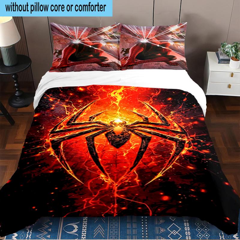 3PCS Red Spider Art Bedding Set,Including 1pc Duvet Cover And 2pcs Pillowcases Perfect for Bedroom, Dormitory, Fan Christmas Gift
