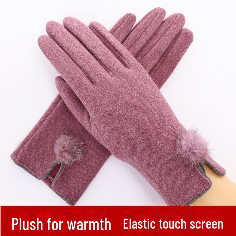 Damen Niedliche Touchscreen Nerzfellhandschuhe - Warm, Plus Samt, Ideal zum Radfahren & Autofahren