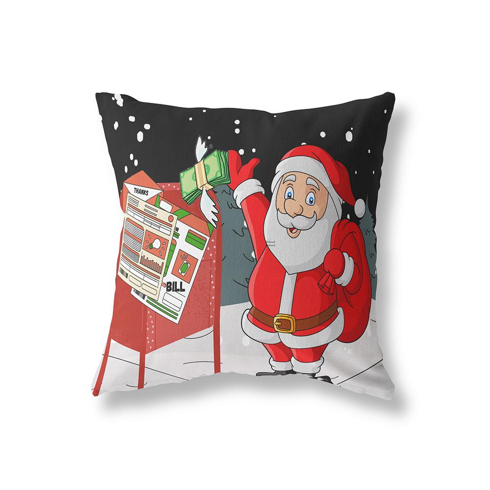 Merry Christmas Cute Snowman Print Pattern Polyester Cushion Cover Home Living Room Sofa Decoration Square Pillow Pillow Cover