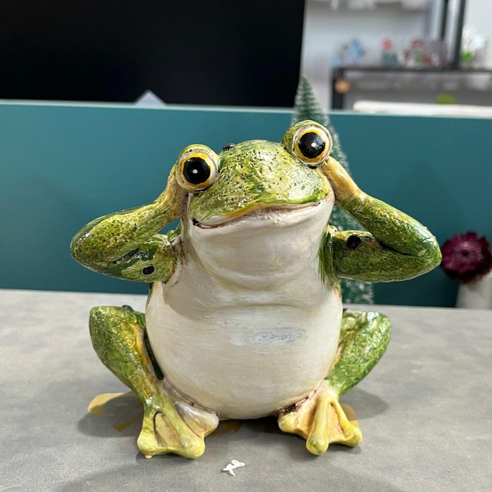 Resin Crafts Small Frogs Figurines Green Animal Statue  Micro-landscape Accessories
