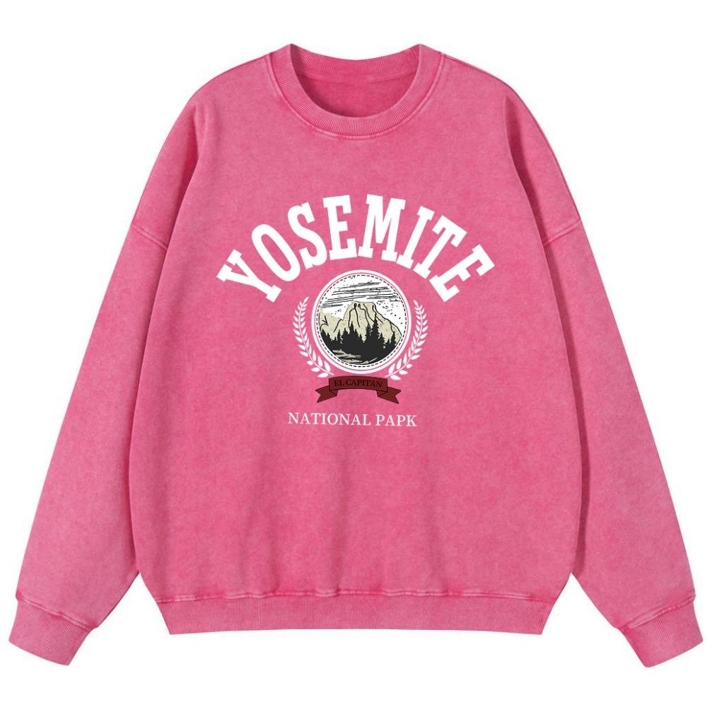 Yosemite National Papk Prints Girl Vintage Washed Cotton Sweatshirt Harajuku Comfortable Pullover Thin style Hoodies Tops