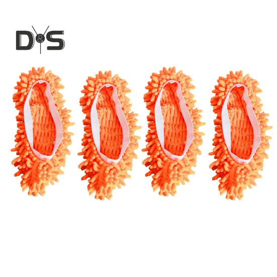 

2 пары ленивых чехлов для обуви, сильное впитывание пыли, легко носить с собой, эластичные износостойкие швабры для ног, инструмент для уборки пола оранжевый