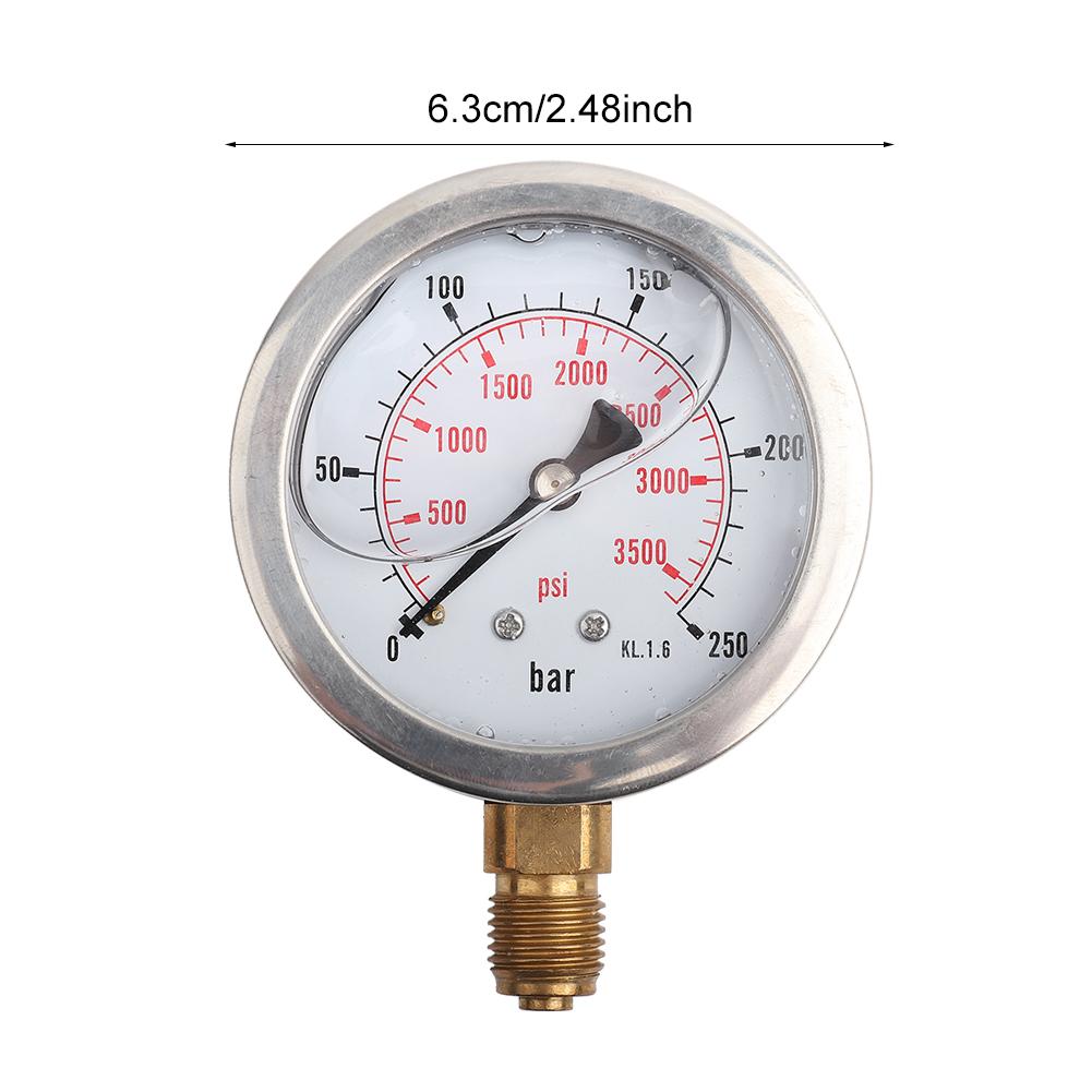 Hydraulic Pressure Gauge Manometer 0-250Bar 0- 3750PSI G1/4 63mm  Hydraulic Water Pressure Gauge Meter Hydraulic Gauge
