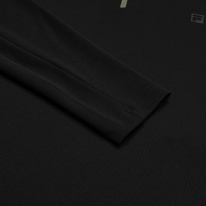 FILA Golf Series Fashion Sports Comfortable Solid Color Knit Long Sleeve Polo Shirt Men tops A11M545201FBK