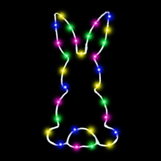 2 Pcs Easter Window Light Battery Operated LED Bunny Silhouette Lights Suction Hanging Fairy String Light for Indoor Outdoor Decor
