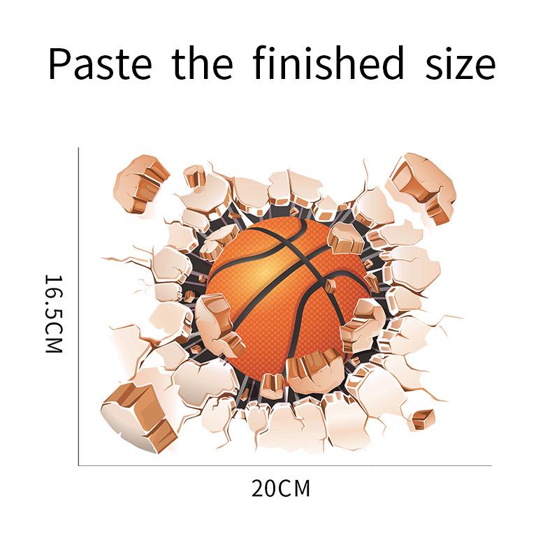 Breaking Through Wall Ball Sports Sticker Basketball Pool Soccer for Bedroom Home Decor Removable Decal