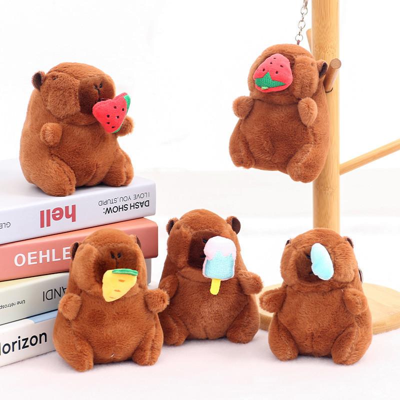 Creative Strawberry Watermelon Ice Cream Capybara Plush Toy Pendant Keychain For Kids Gift