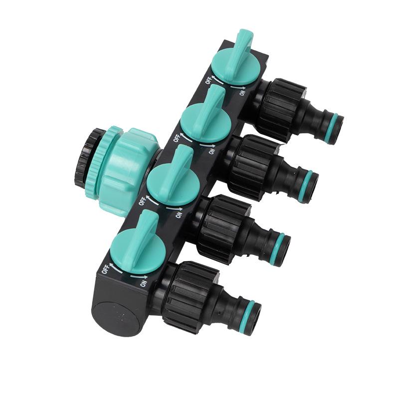 Five-Way Faucet Water Diverter Splitter with Ball Valve Switch (1" X 4 Points)
