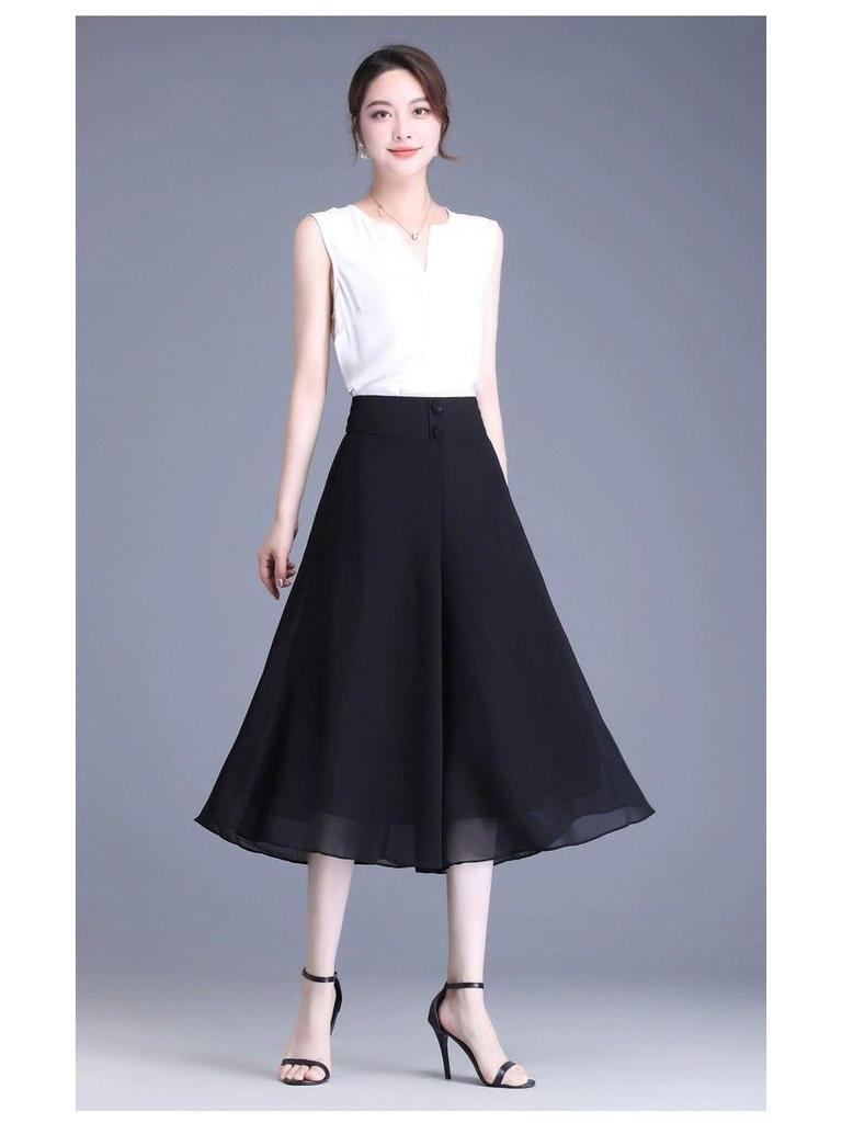 2026 Petite High Waist Floral Wide-Leg Culottes - Summer Thin Style