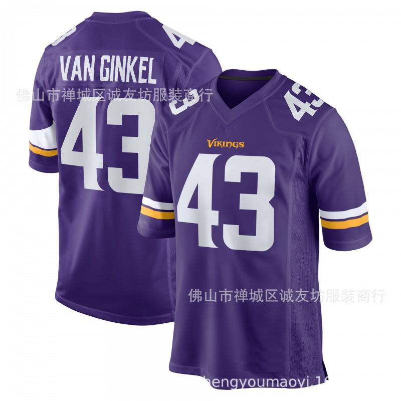 Pánský fotbalový dres Vikings 43 Andrew Van Ginkel Retro Fialová Sportovní košile