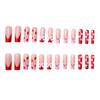 Pink Heart Strawberry Design Press On Nails 24Pcs French Style Lightweight Comfortable Wear For Woman