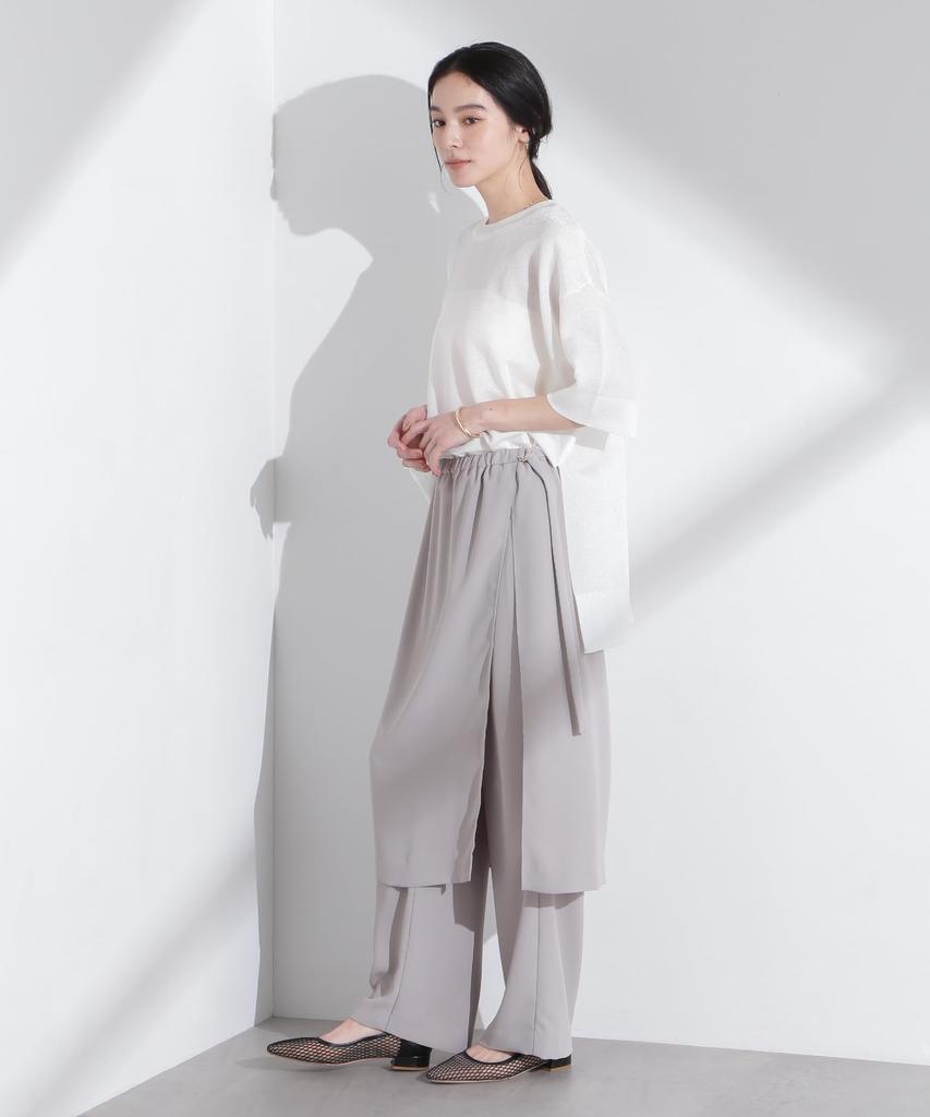 Nano Universe Aurora Sheer Smooth Knit F Lamé T-Shirt, Women's, 030, White, 669-5122312