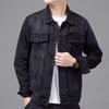Trendy Men's Slim Fit Black Denim Jacket for Spring/Autumn - Youth Student Fashion