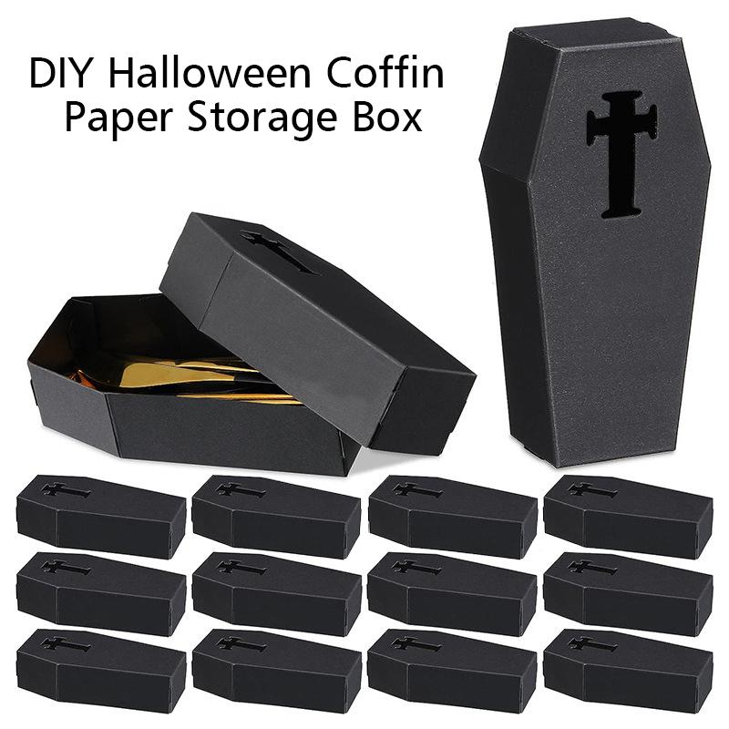 

Halloween Halloween Party Gothic Style Party Decoration Wrapping Paper Coffin Shape Party Props Candy Box Portable 19x8.8cm чорний