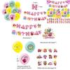 Kirby Themed Birthday Party Hanging Flag Decoration Set With Game Cake Insert Aluminum Foil Balloons Pull Flag Kit