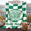 Flannel Blanket Celtic FC Print Custom Name Text Soft Throw for Sofa Bed