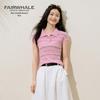 Mark Fairwhale Women's Color-Block Stripe Polo Knit Short Sleeve Top