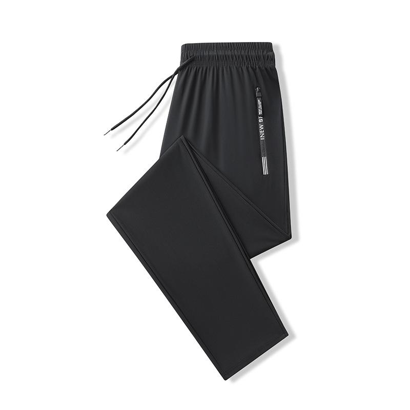 Sommerliche Herren-Eisseidenhose Atmungsaktive Freizeithose Sporthose Schnelltrocknende Hose Herren Stretch Gerade Röhre Große Größe L