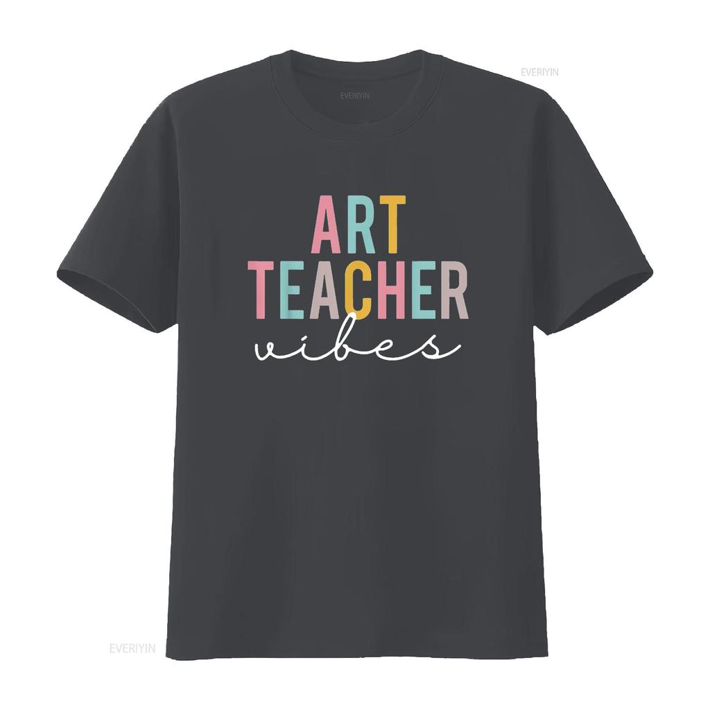 Mens Art Teacher Vibes Colorful Appreciation Day Back To School T Shirt Black Medium Vintage Washed Stylish Unisex Homme