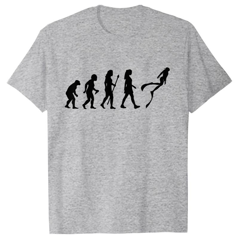 Funny Evolution of Diving Women T-Shirt Short Sleeve O-Neck Tees Fashion Scuba Diver Girl Tops Casual Summer Female Clothing