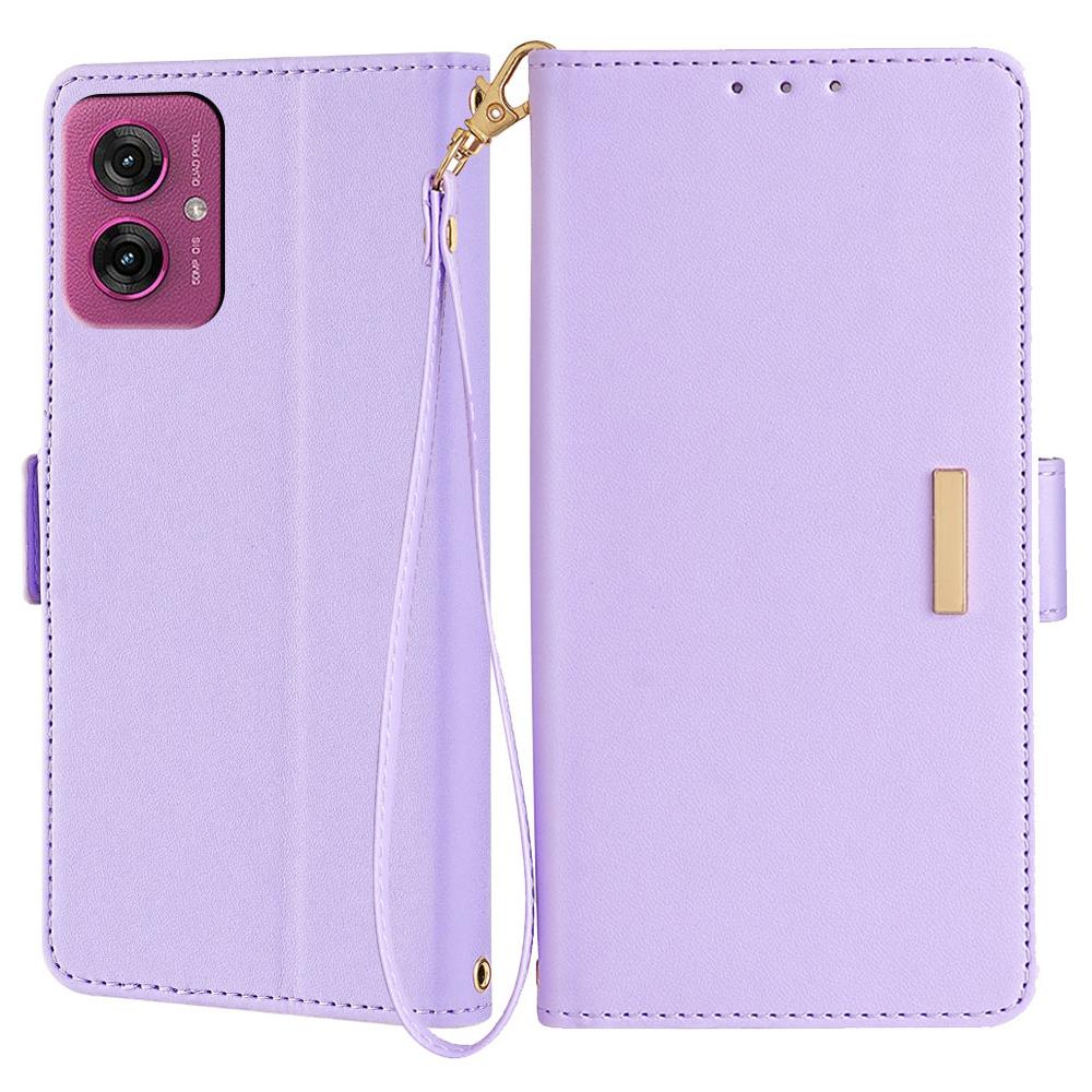 For Motorola Moto G55 5G Leather Wallet Case RFID Blocking Stand Cover with Hand Strap